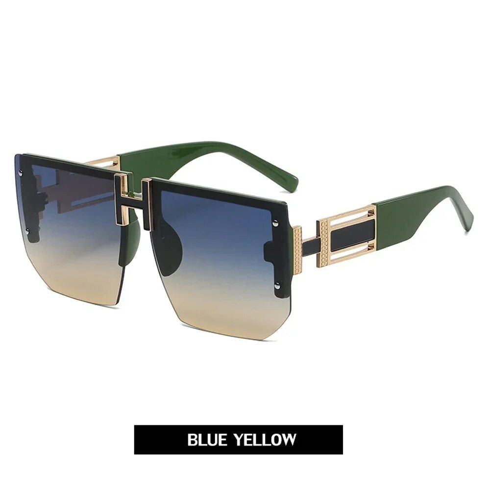 Trendsetting Rimless Square Sunglasses - Unisex, UV400 Protection, Fashion Eyewear