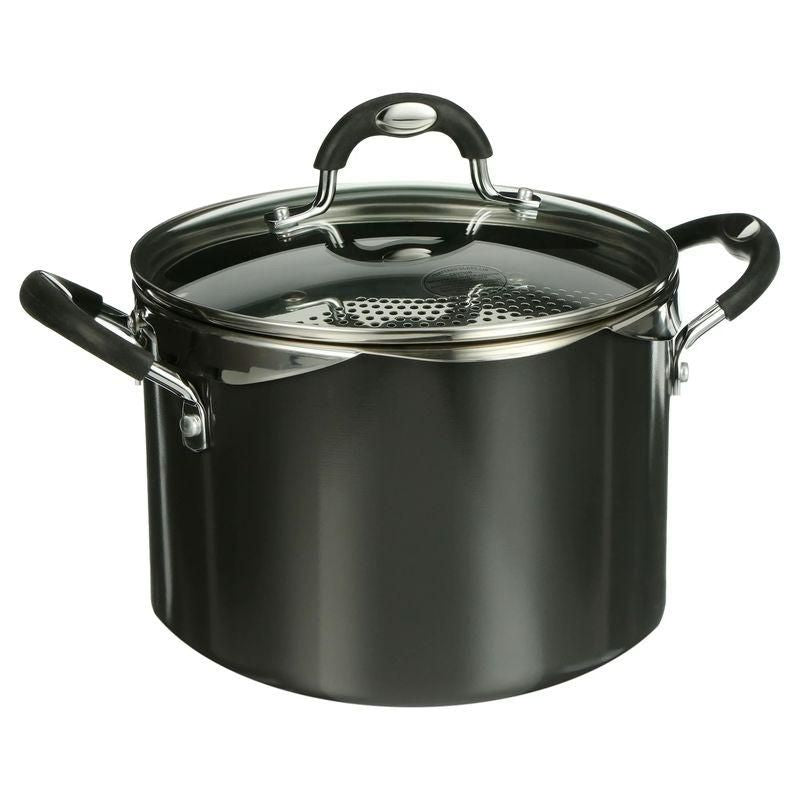 12 Qt Non-Stick Gray Covered Stock Pot