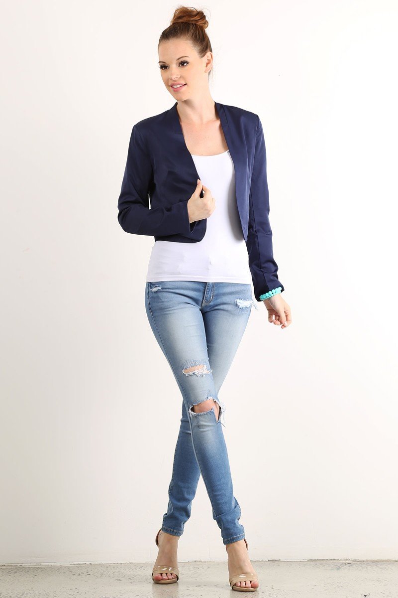 Solid Crop Blazer