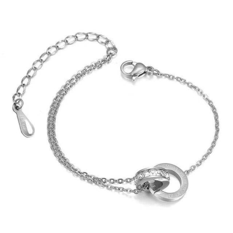 Elegant Titanium Steel Crystal Heart Anklet