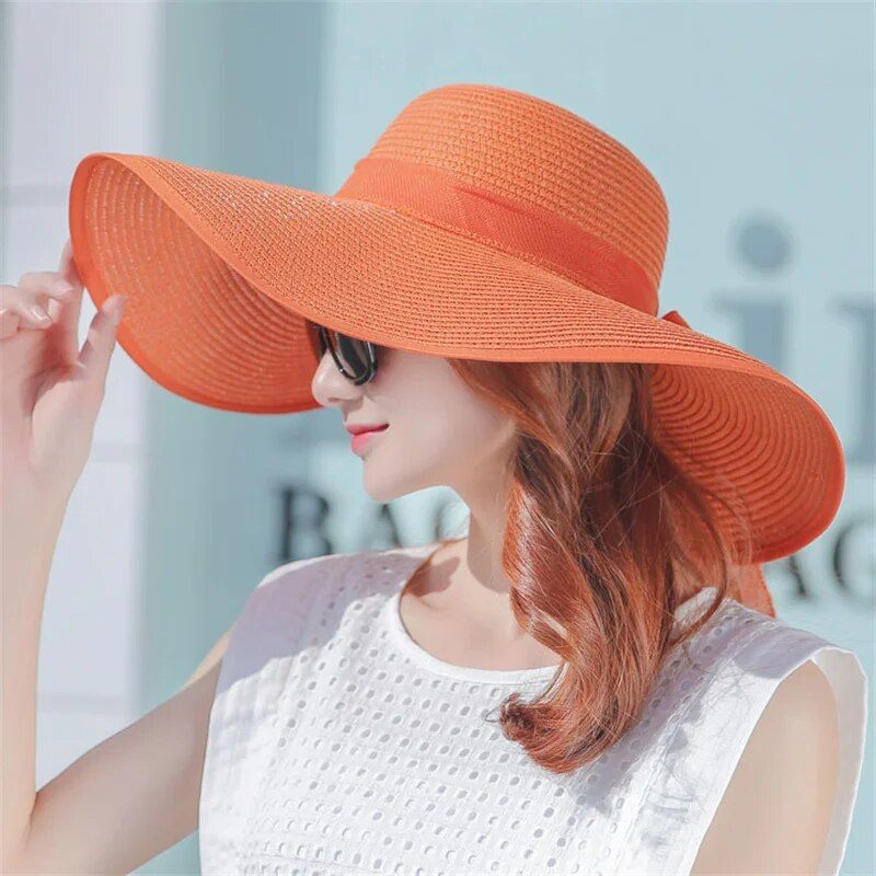 Elegant Wide Brim Summer Straw Hat for Women