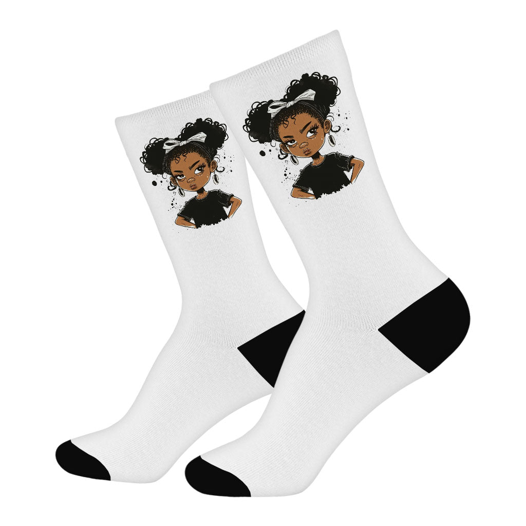 Anime Girl Power Socks - Cute Novelty Socks - Graphic Crew Socks