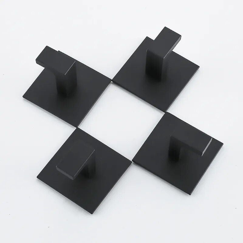 Modern Black Aluminum Alloy Self-Adhesive Wall Hooks