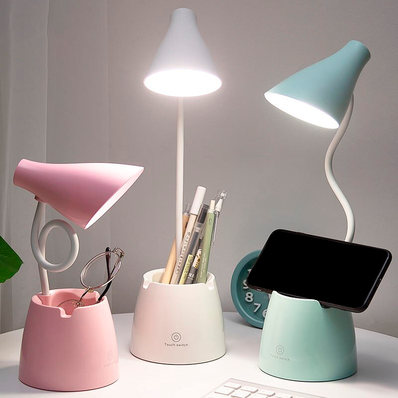 Multi-Functional LED Desk Lamp with Touch Dimmer and Pen Holder