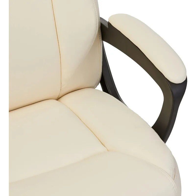 Elegant Cream Mid-Back Office Chair - Padded & Comfortable, 26"D x 23.75"W x 42"H