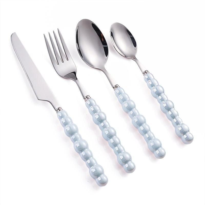 Luxurious European Pearl-Style Stainless Steel Cutlery Set