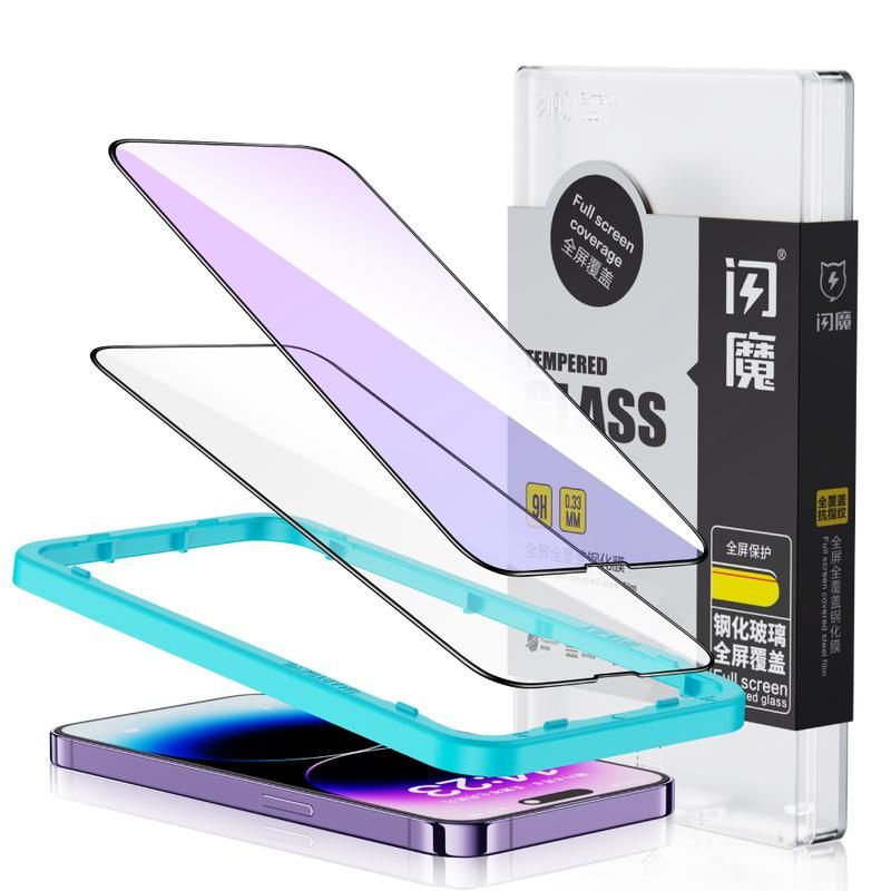 Ultra HD Tempered Glass Screen Protector for iPhone 15 Pro Max 14 Pro 13 12 Mini 11 XR - Full Coverage, Anti-Blue Light