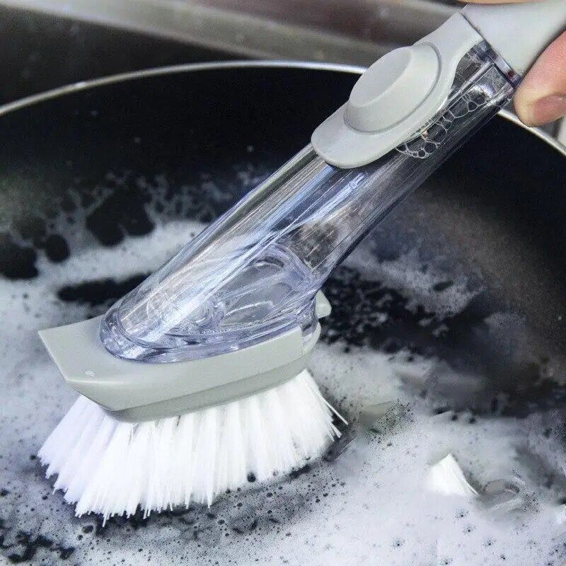 Multi-Functional Kitchen Cleaning Brush with Refillable Soap Dispenser