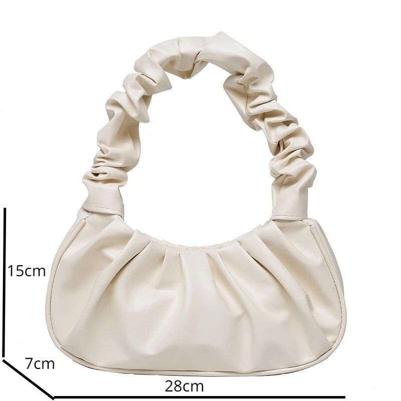 2023 Elegant Solid Color Pleated Shoulder Bag