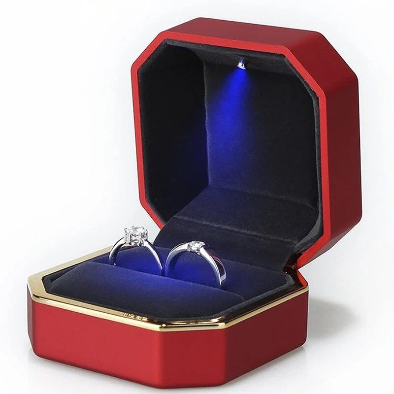 LED Illuminated Luxury Velvet Ring Box