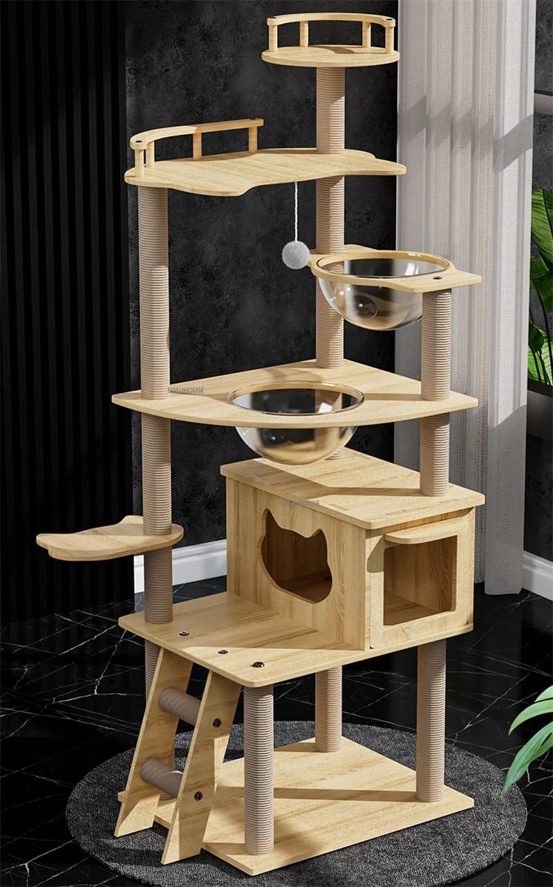 Luxury 5-Tier Wooden Cat Tower