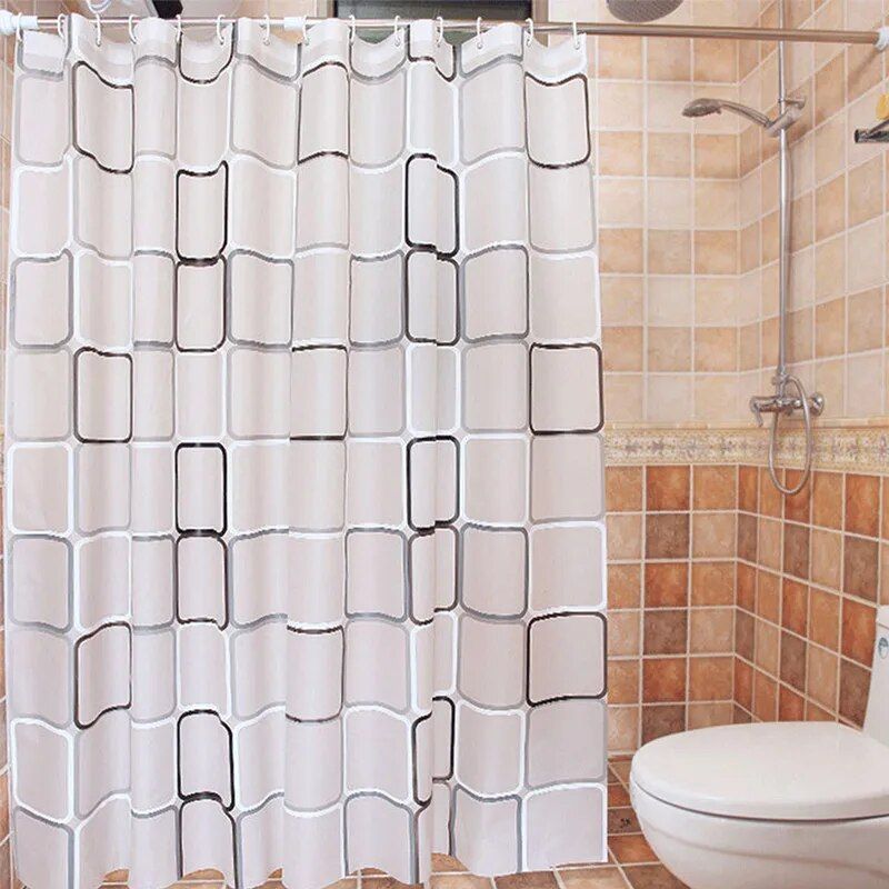 Modern Geometric Plaid Shower Curtain - Waterproof, Eco-Friendly, Japan Style