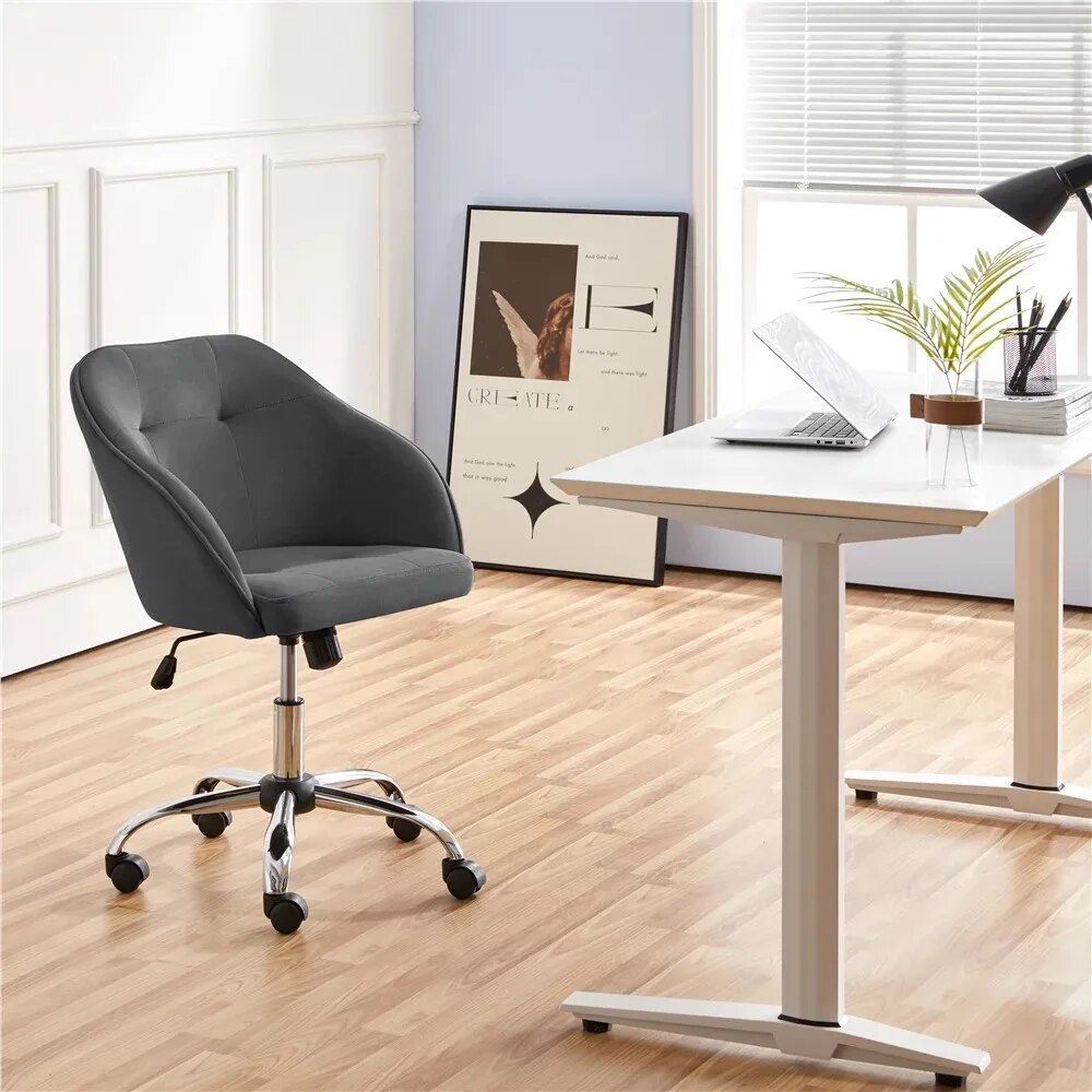 Modern Velvet Adjustable Swivel Office Chair