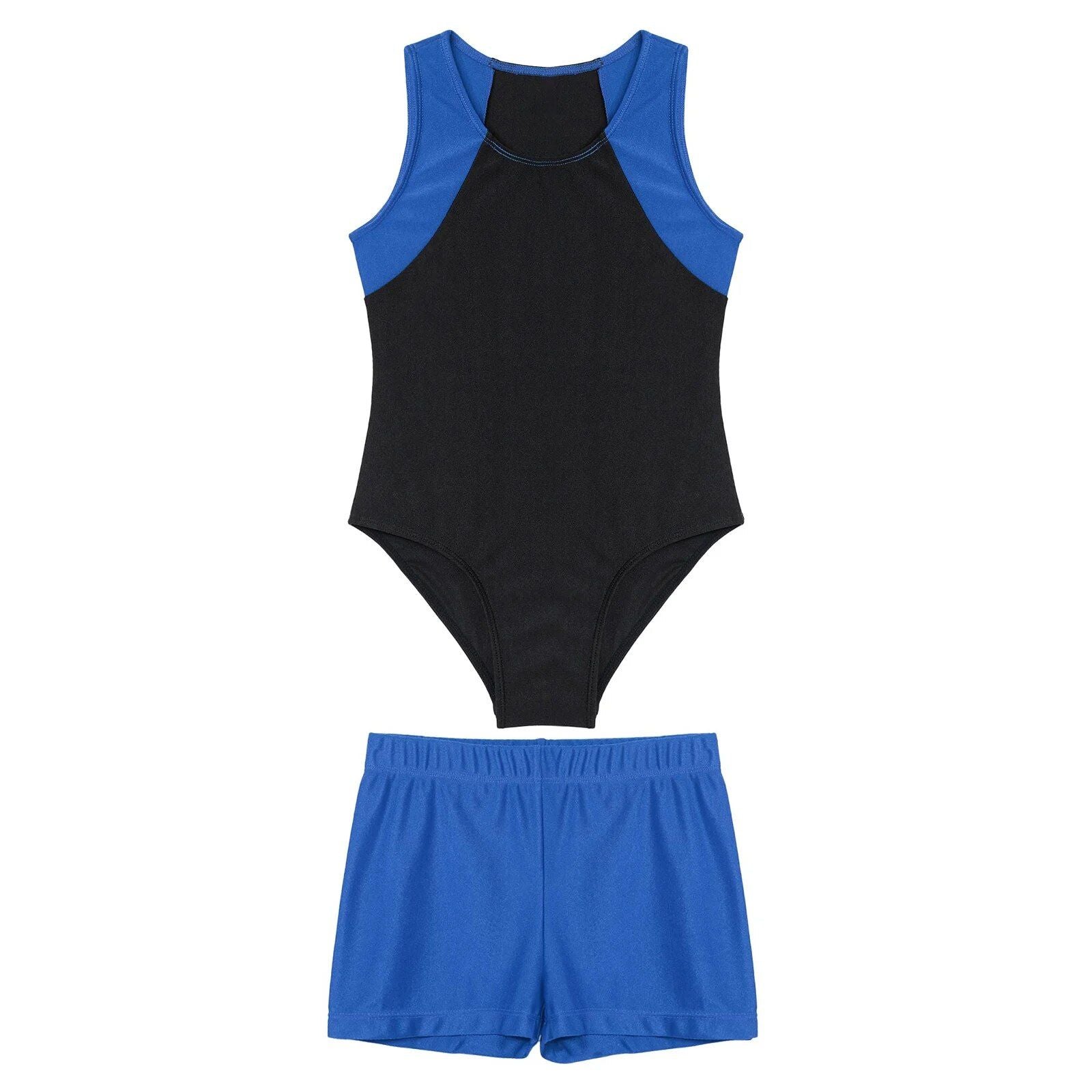 Boys Gymnastics Sleeveless Bodysuit & Shorts Set - Quick-Dry, Stretchy, Active Training Gear