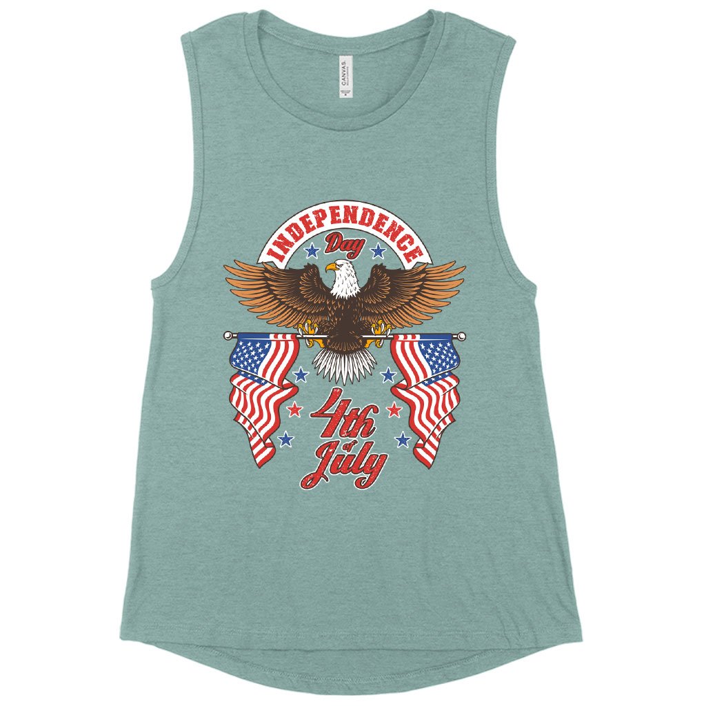 Women's Muscle Independence Day 4th of July Tank - Independence Day Tanks - Patriotic USA Tank