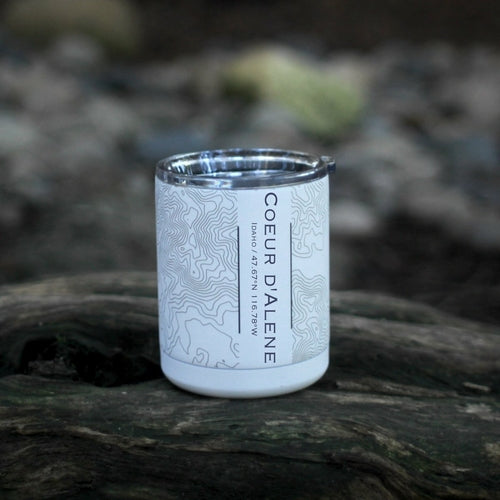 Coeur d'Alene - Idaho Engraved Map Insulated Cup in Matte White - Zomdo Marketplace | Zomdo.com