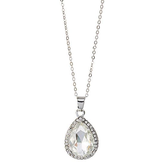 Large Crystal Teardrop Pendant Necklace for Women