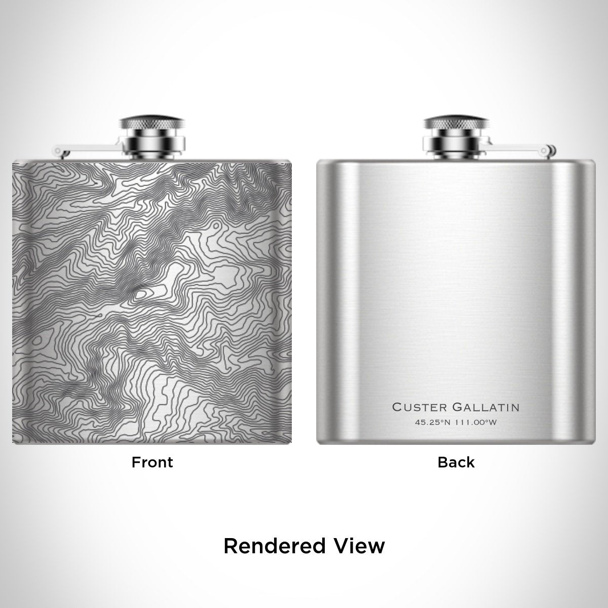 Custer Gallatin - National Forest Engraved Topographic Map Hip Flask