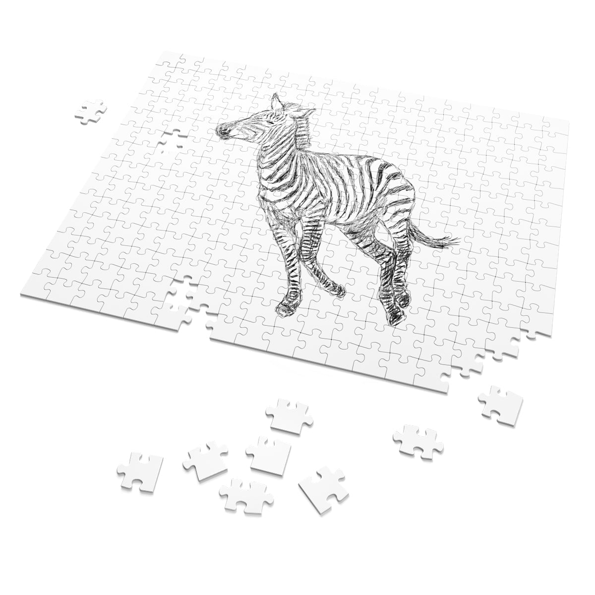 Home Decor, Puzzle Print for Children or Adults, Galloping Zebra Line