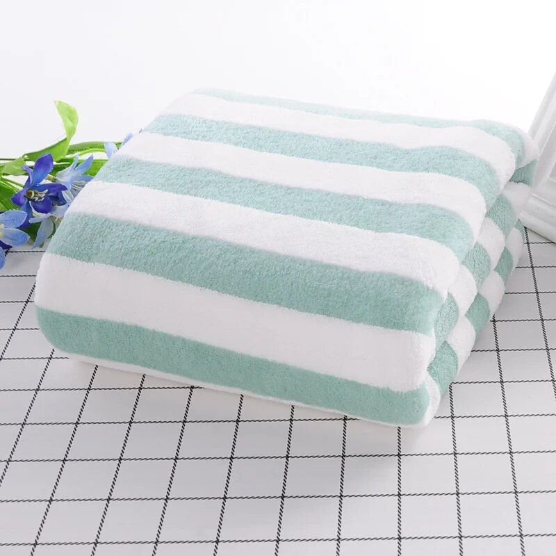 Quick-Dry Luxury Stripe Microfiber Bath Towel