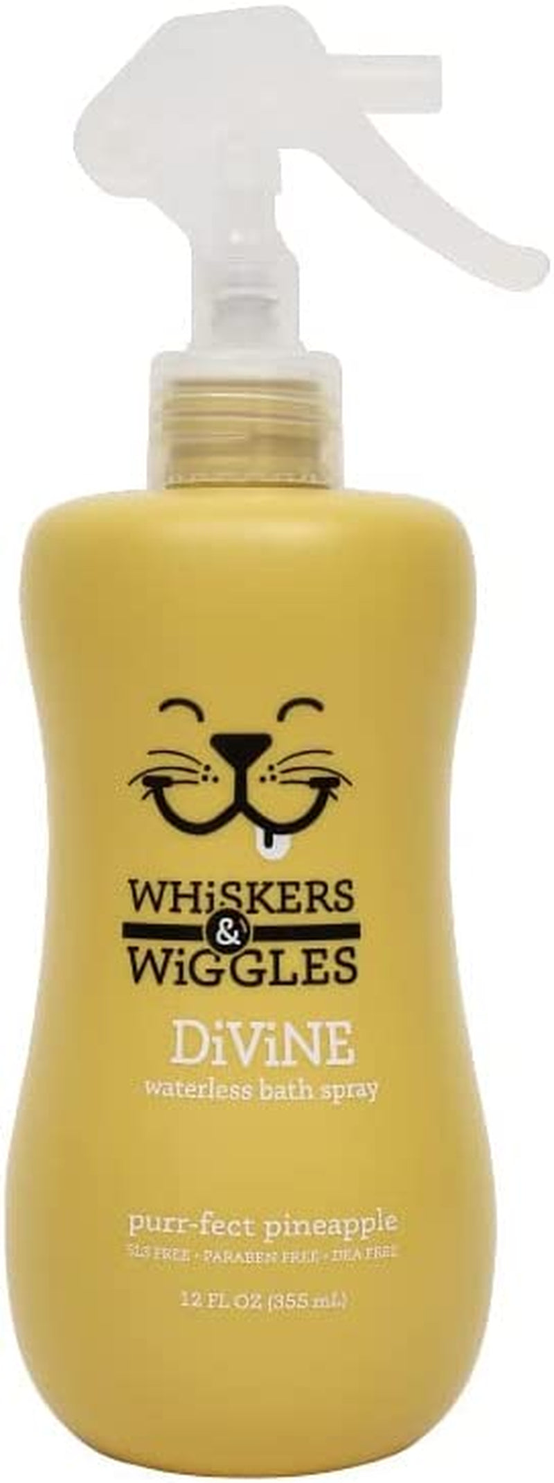 Whiskers & Wiggles Divine Waterless Bath Spray for Cats | Waterless Dry Shampoo Spray for Cats, Clean Coat without a Bath | Fresh and Fruity Pineapple Scent , 12 Ounces