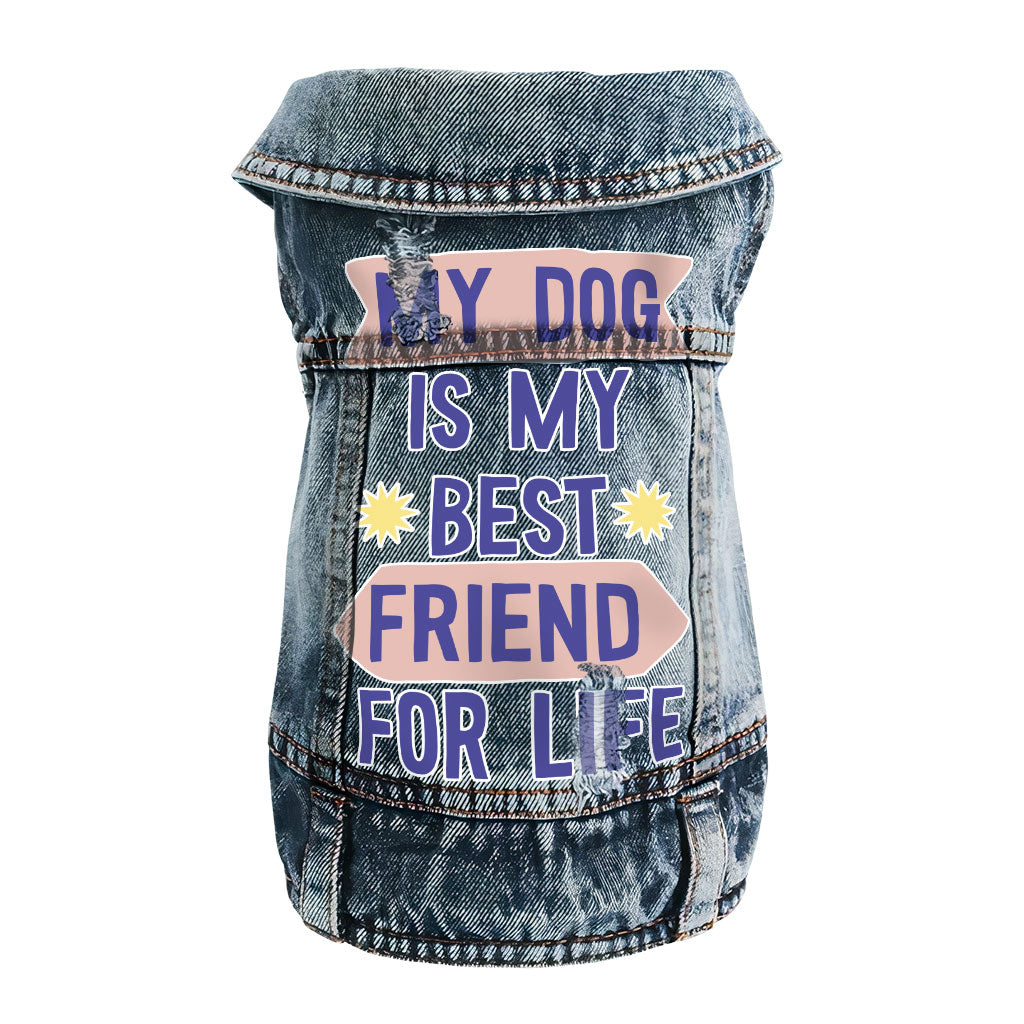 My Dog Is My Best Friend Dog Denim Vest - Cute Dog Denim Jacket - Art Dog Clothing