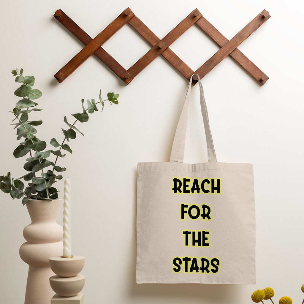 Reach for the Stars Small Tote Bag - Motivational Quote Shopping Bag - Cool Tote Bag