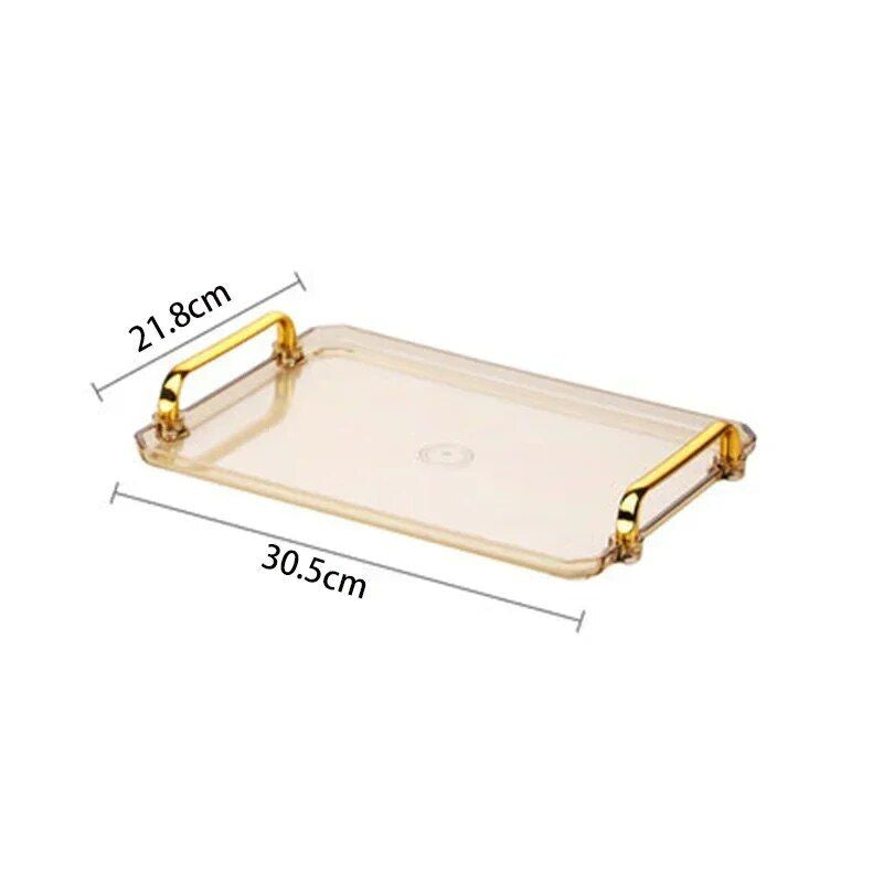 Elegant Acrylic Gold-Plated Serving Tray – Versatile and Eco-Friendly Household Accessory