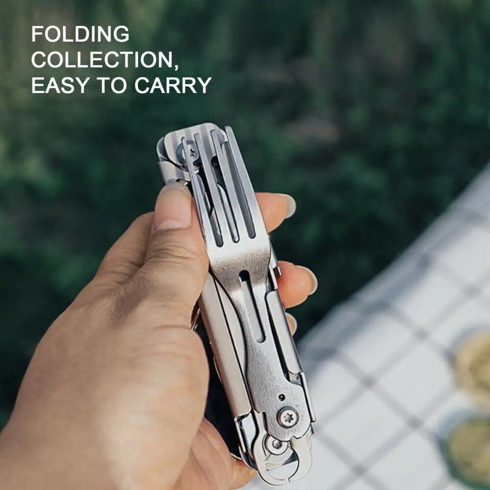 Multi-Function Stainless Steel Folding Cutlery Set - Ideal for Camping & Picnics