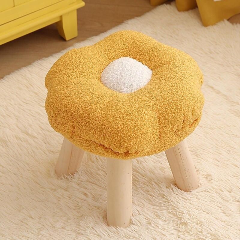 Colorful Flower-Shaped Wooden Stool Ottoman