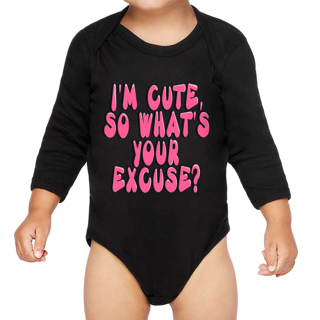 I'm Cute Baby Long Sleeve Onesie - Funny Baby Long Sleeve Bodysuit - Trendy Baby One-Piece