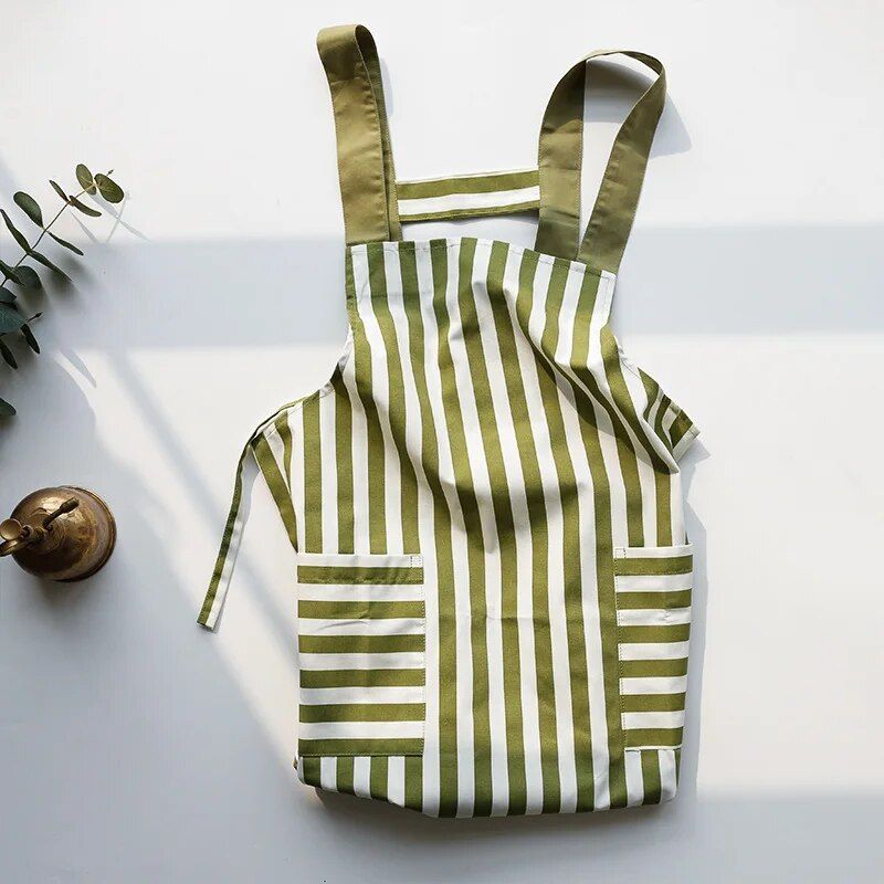 Chic Korean-Style Cotton Apron with Pocket