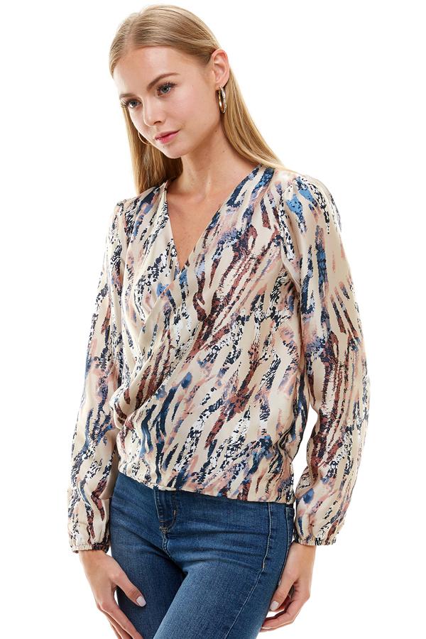 Classic and Romantic Taupe Long Sleeve Multi Color Animal Printed