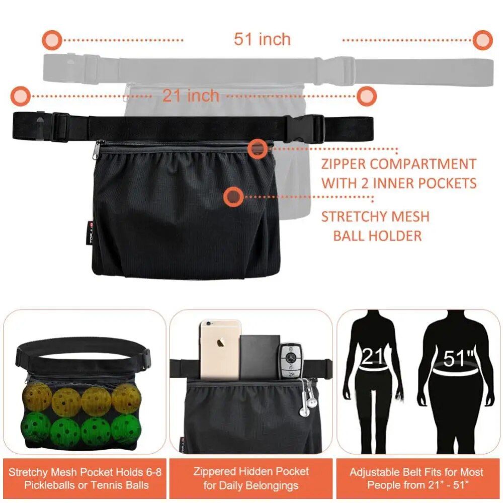 Versatile Sports Ball Bag with Adjustable Waist Belt - Ideal for Tennis, Golf, Ping Pong, and More