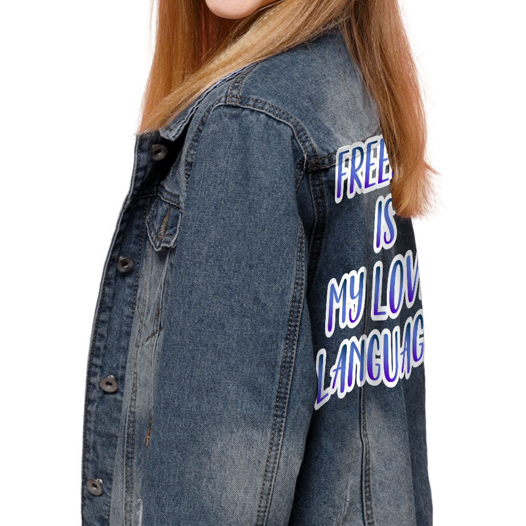 Freedom Kids' Denim Jacket - Cute Graphic Jean Jacket - Cool Design Denim Jacket for Kids