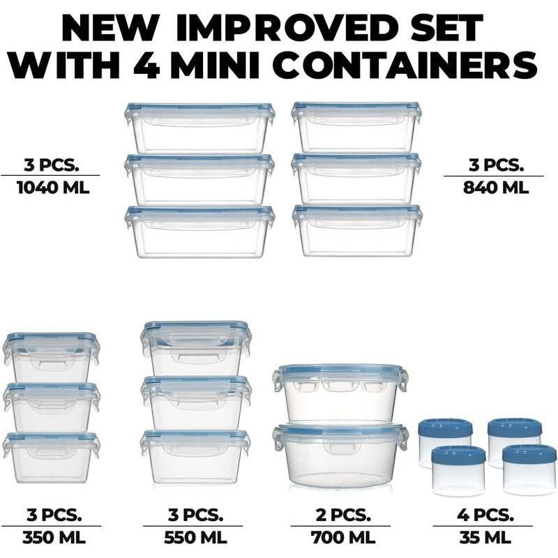 36-Piece Plastic Food Storage Container Set with Airtight Lids