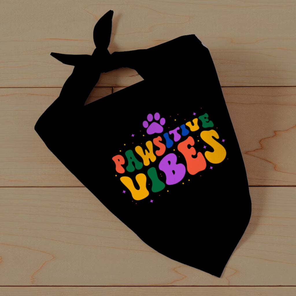 Pawsitive Vibes Pet Bandana - Colorful Text Dog Bandana - Cool Pet Scarf