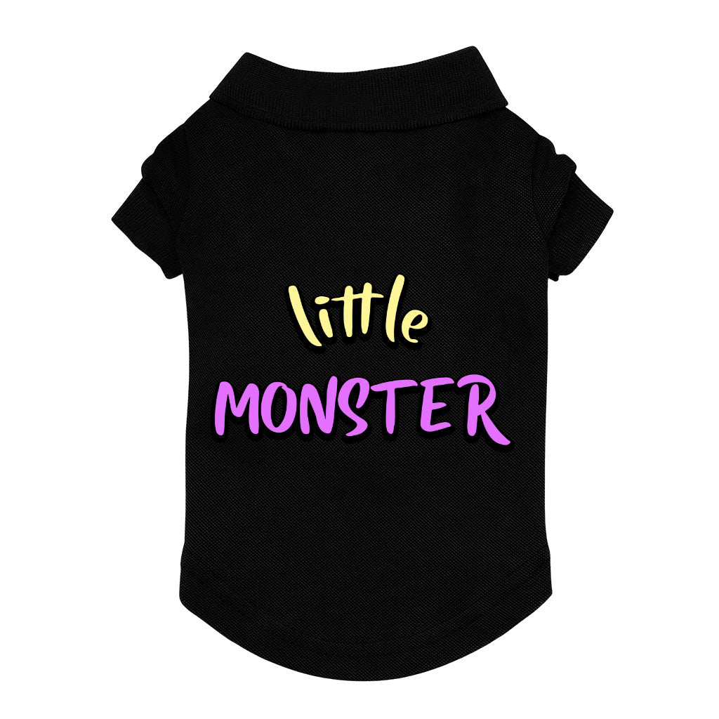 Little Monster Dog Polo Shirt - Unique Dog T-Shirt - Word Print Dog Clothing