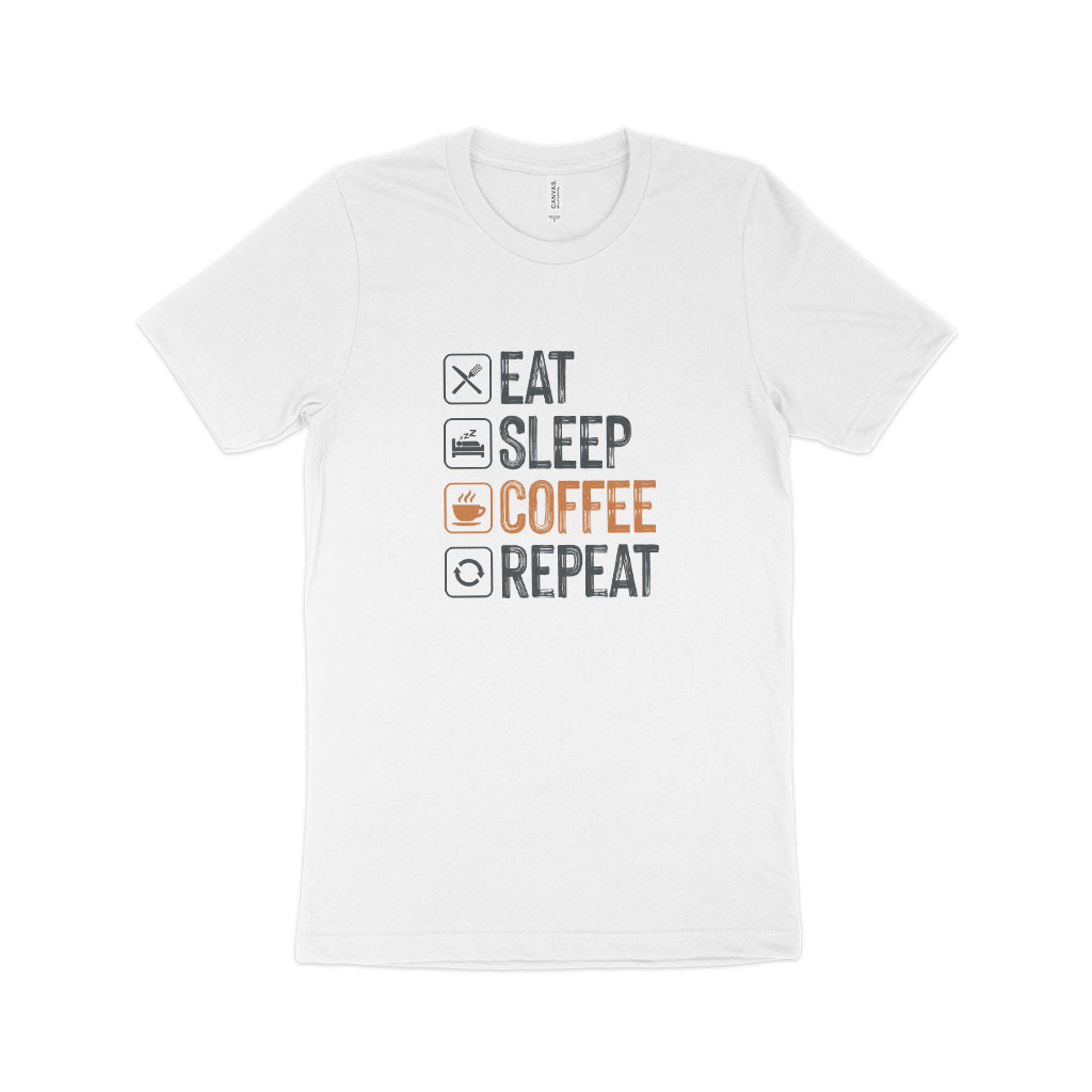 Eat Sleep Coffee Repeat Unisex Jersey T-Shirt Made in USA