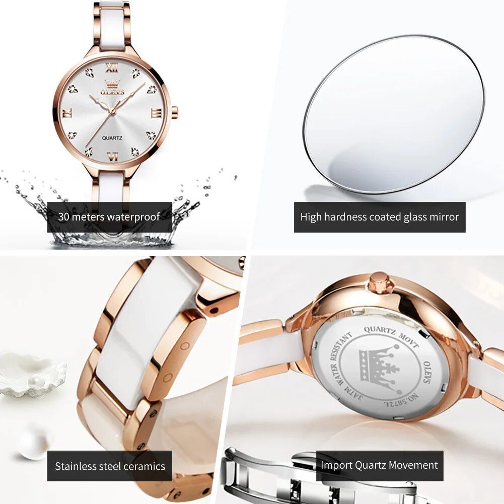 Elegant Women's Luxury Fashion Watch with Diamond Inlay, Waterproof & Luminous Quartz Wristwatch