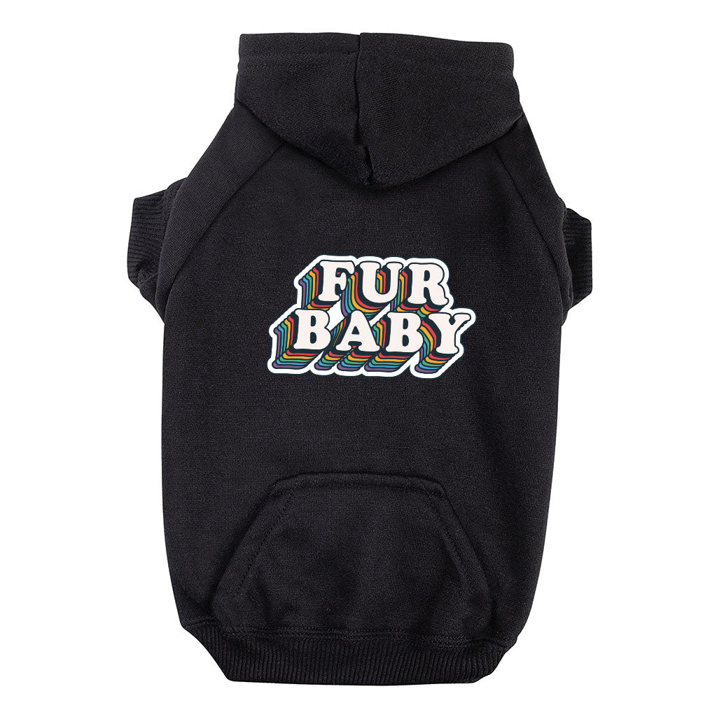 Fur Baby Dog Hoodie with Pocket - Colorful Dog Coat - Word Art Dog Clothing