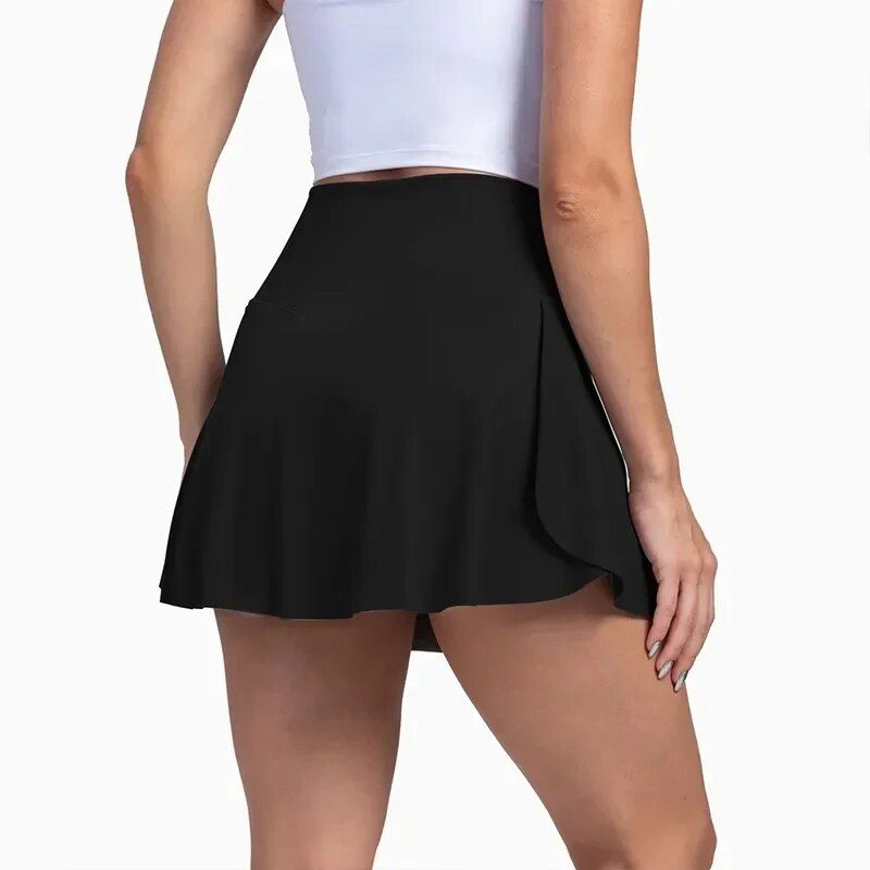 High-Waisted Pleated Athletic Skort with Pockets