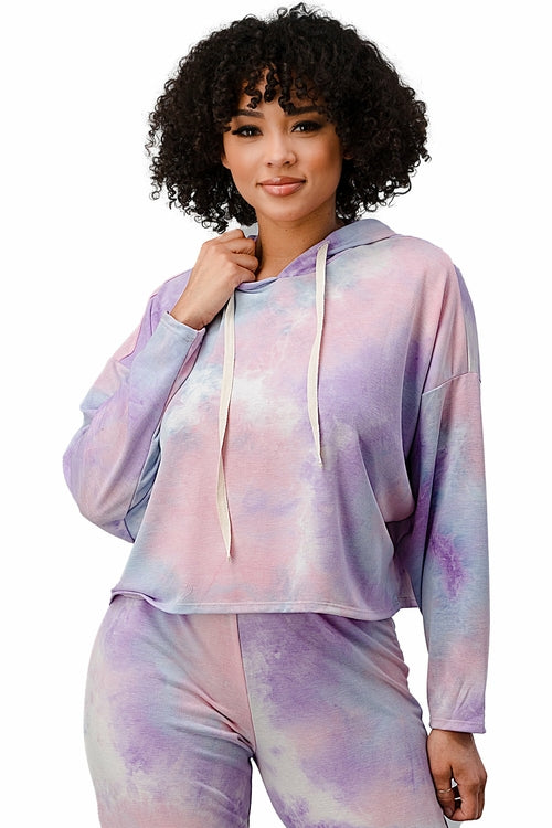 Tie Dye Hooded Sweat Shirts Jogger Lounge Wear Set