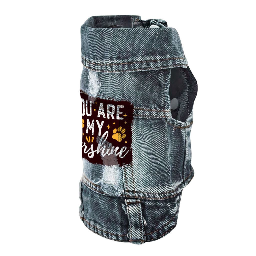 Cute Quote Dog Denim Vest - Furshine Dog Denim Jacket - Text Design Dog Clothing