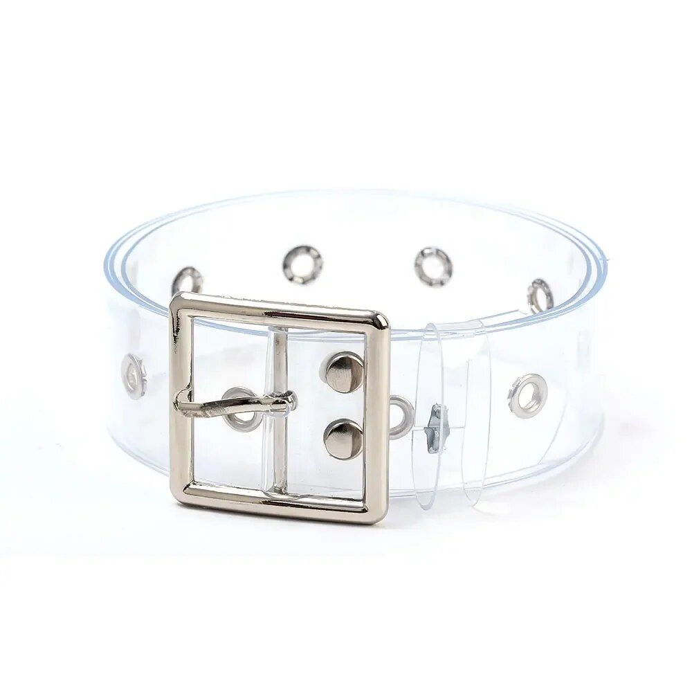 Chic Transparent PVC Women's Belt with Metal Buckle