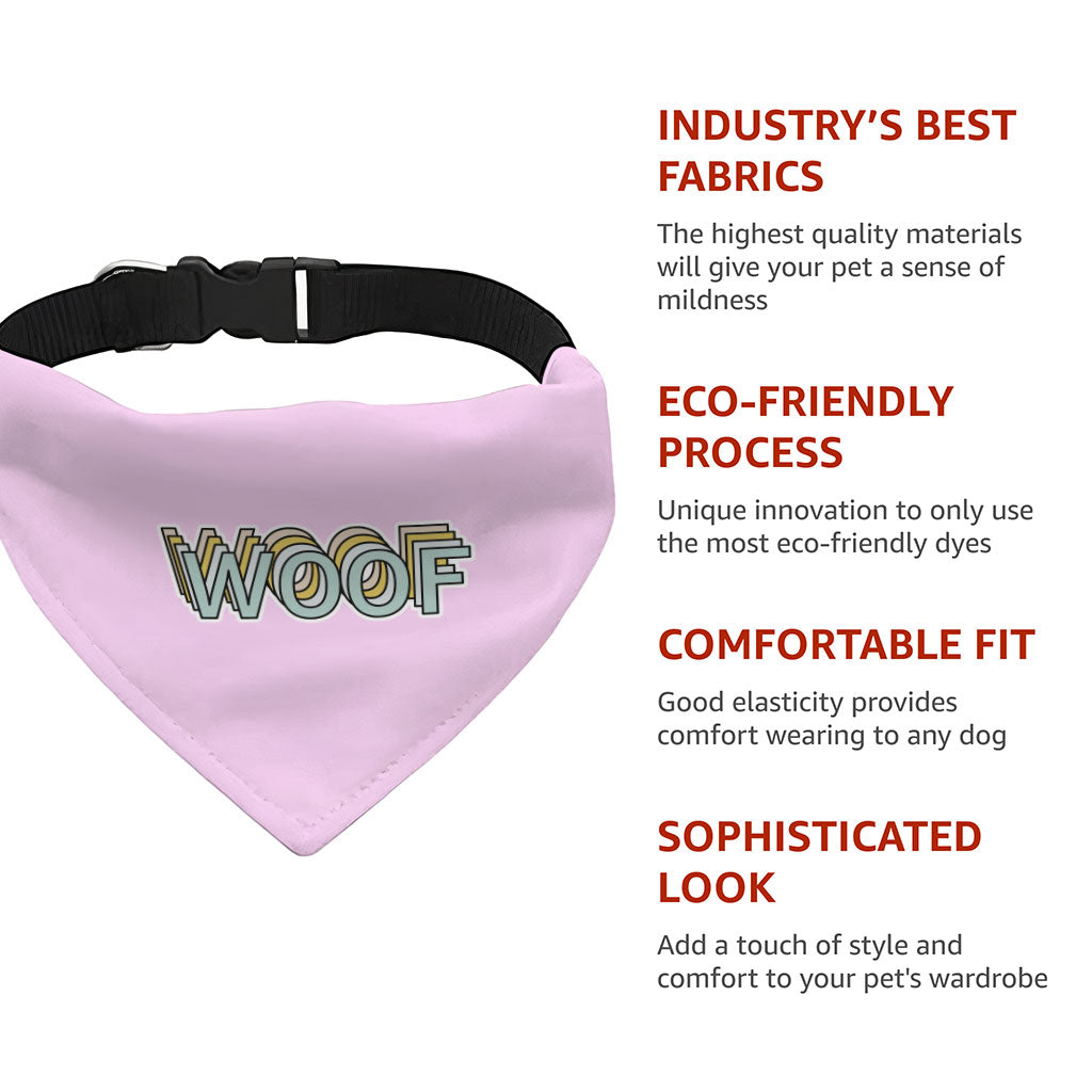 Woof Pet Bandana Collar - Word Art Scarf Collar - Beautiful Dog Bandana