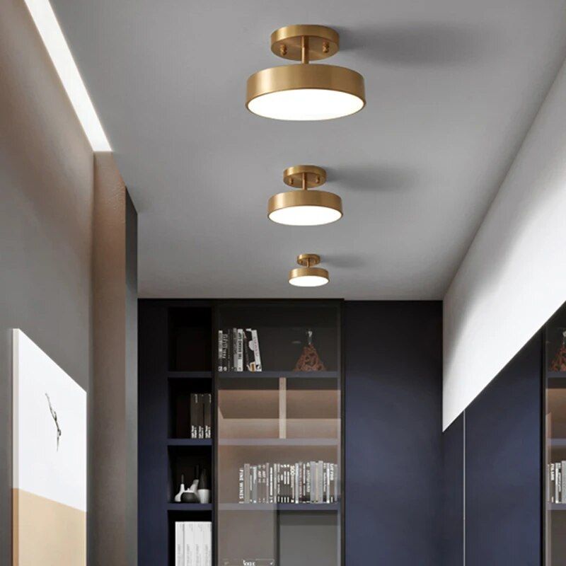 Elegant Copper Nordic Ceiling Light - Modern LED for Hallway, Aisle, and Balcony