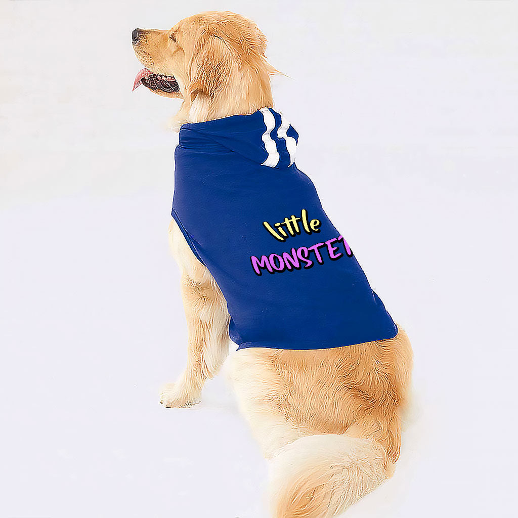 Little Monster Dog Shirt with Hoodie - Unique Dog Hoodie - Word Print Dog Clothing