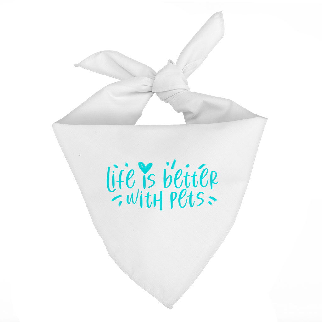 Life Is Better With Pets Pet Bandana - Kawaii Dog Bandana - Printed Pet Scarf