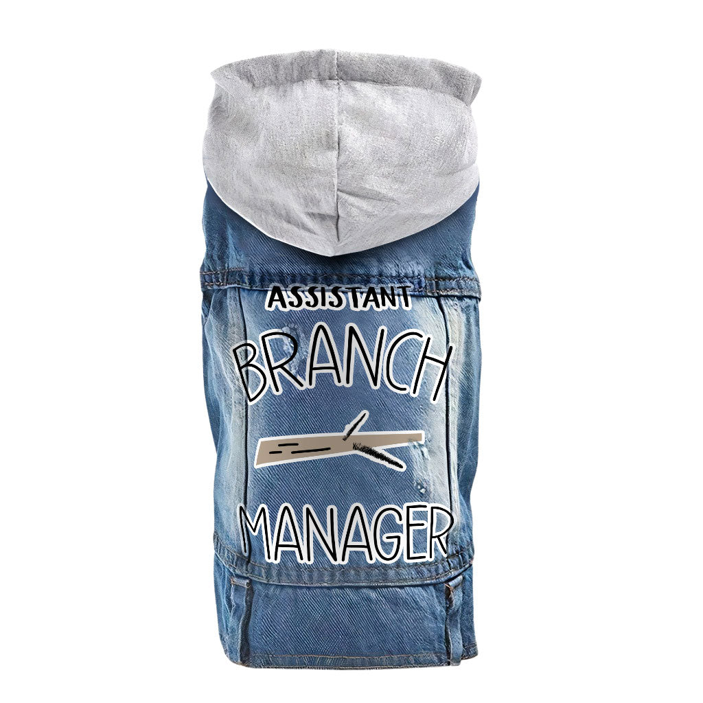 Assistant Branch Manager Dog Denim Jacket - Minimalist Dog Denim Coat - Print Dog Clothing